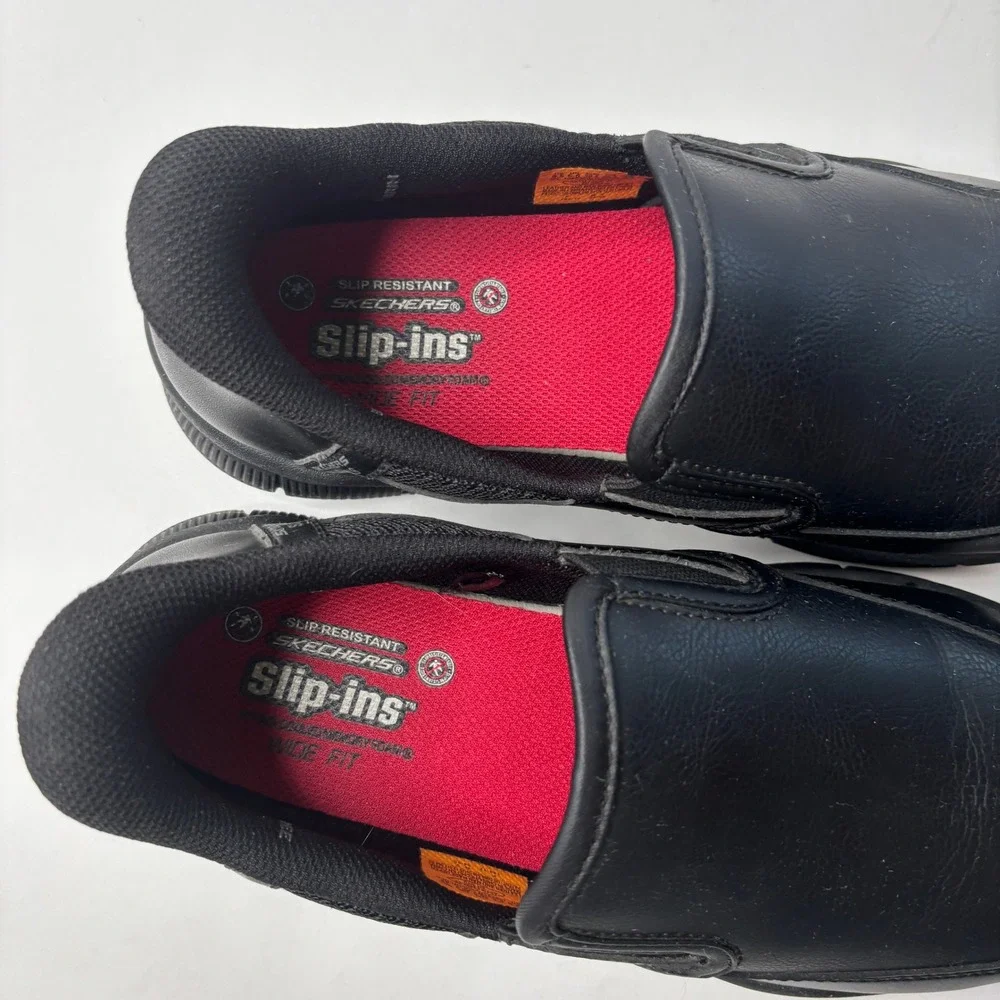 Skechers Slip-ins Mens 9.5 Wide Black Nampa-Groton SR Slip Resistant Work Shoes